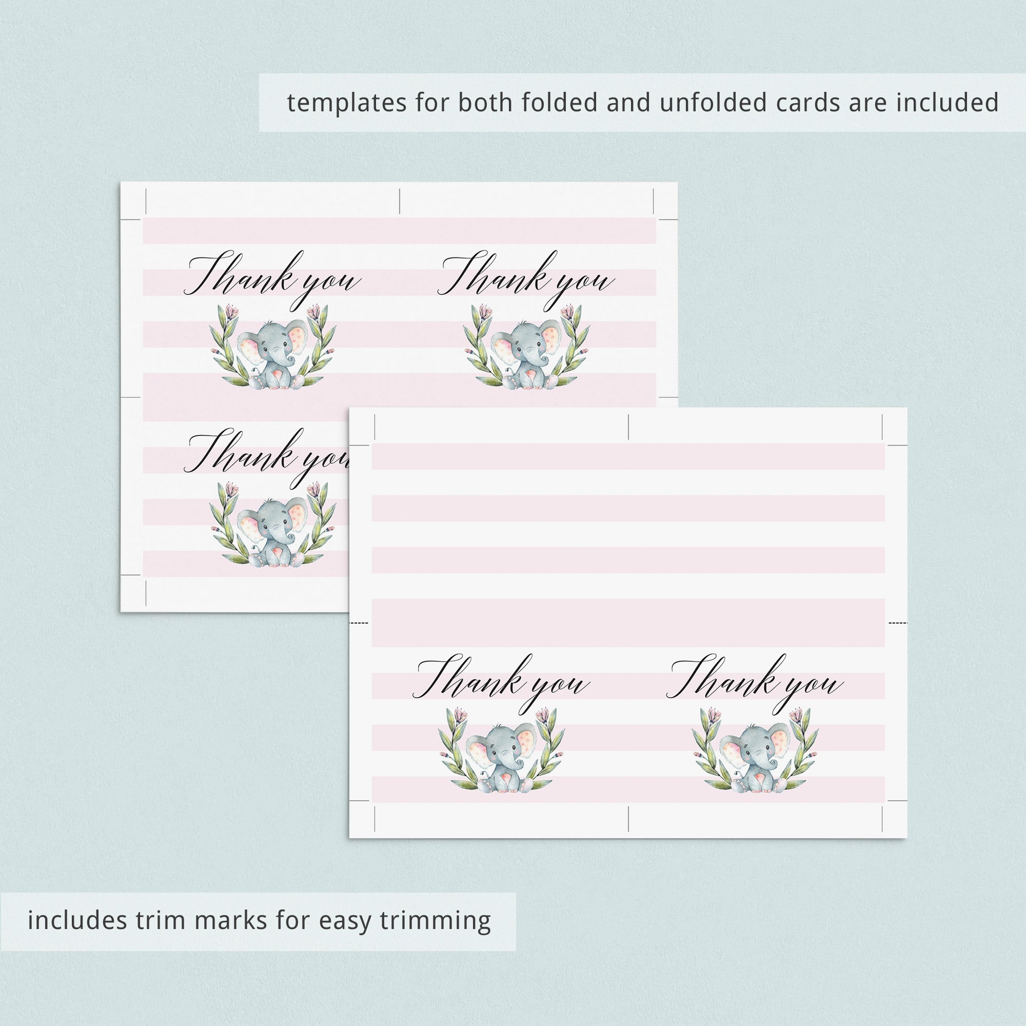 Instant download baby elephant thank you cards by LittleSizzle
