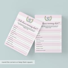 Printable Elephant Baby Shower Game Who Knows Mommy Best