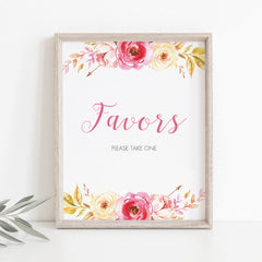Watercolor floral favors sign by LittleSizzle
