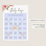 Tribal Floral Baby Shower Bingo Cards Printable