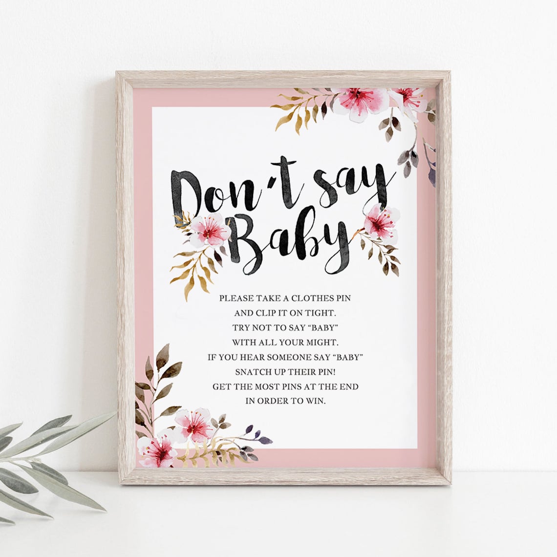 Do not say baby at baby shower game printable table top sign by LittleSizzle