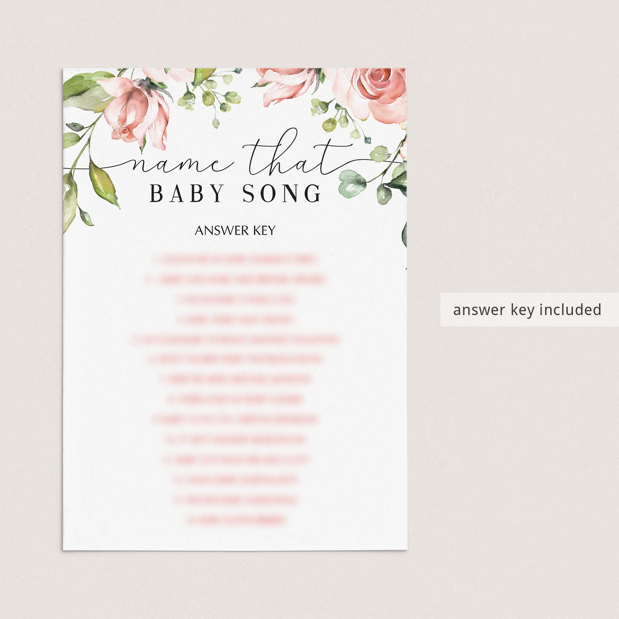 Baby shower name the song game printable with pink flowers by LittleSizzle