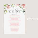 Baby shower name the song game printable with pink flowers by LittleSizzle