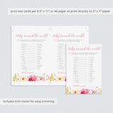 Pink Floral Baby Shower Game Baby Around The World