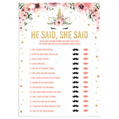 "He Said Or She Said" Bridal Shower Game Cards - Pack Of 25, Black & Gold, Fun For Engagement & Wedding Parties
