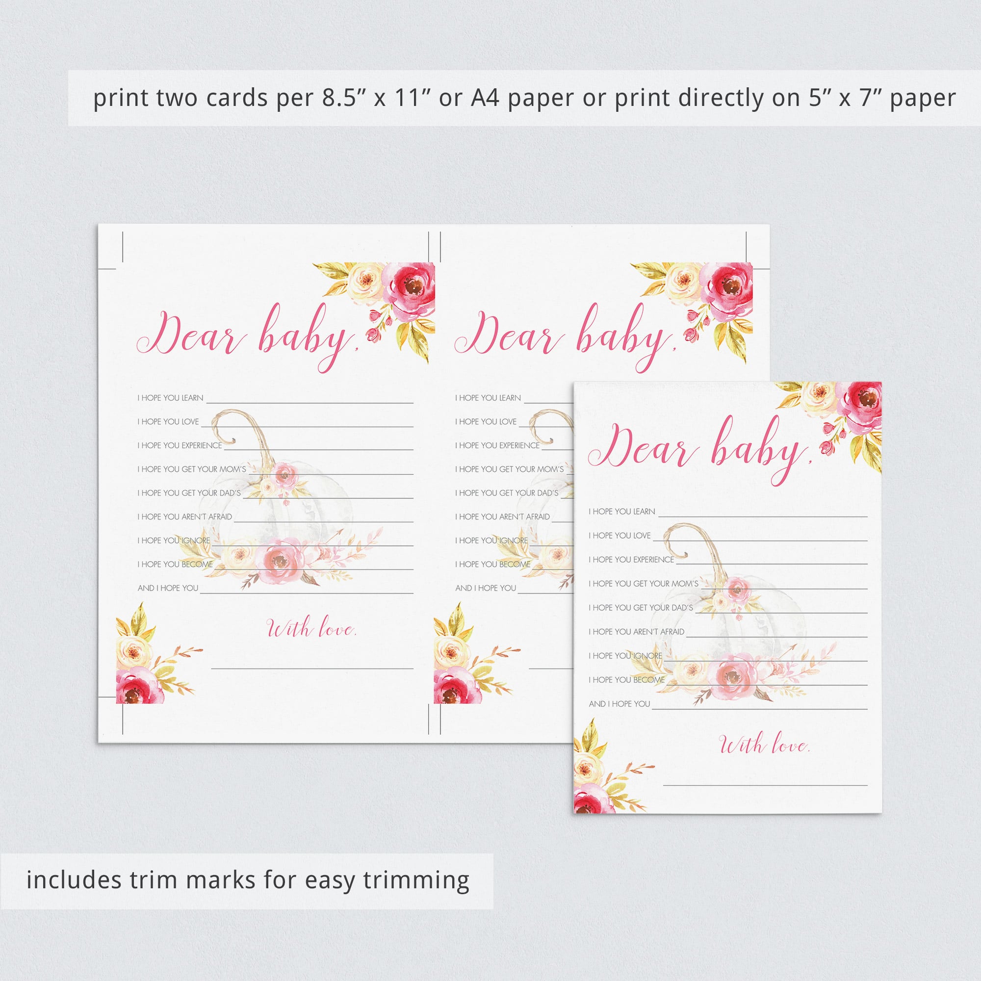 Floral pumpkin baby shower dear baby cards by LittleSizzle