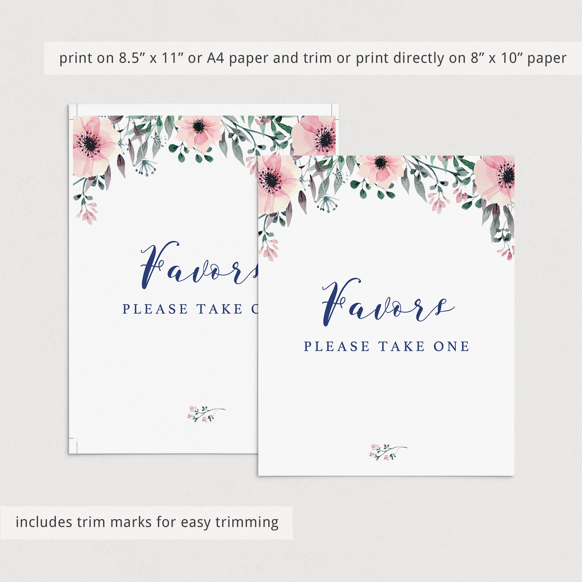 Watercolor floral favors sign printable by LittleSizzle