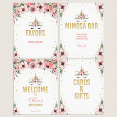 Unicorn Baby Shower Decorations Printable Signs by LittleSizzle