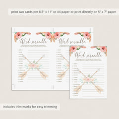 Floral Aztec Baby Shower Game Baby Word Scramble