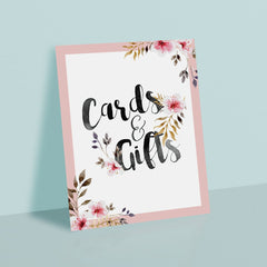 Blush Floral Cards and Gifts Sign Printable