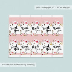 Watercolor pink flowers favor tag printable files by LittleSizzle
