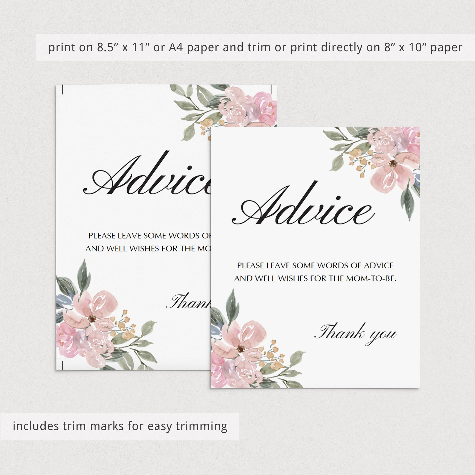 Advice template for floral baby shower by LittleSizzle