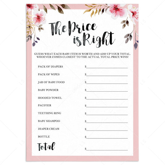 Girl babyshower games the price is right printable by LittleSizzle