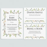 Blush floral baby shower invitation set template digital download by LittleSizzle