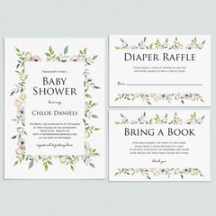 Blush floral baby shower invitation set template digital download by LittleSizzle