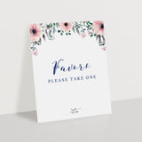Floral party favors sign instant download by LittleSizzle