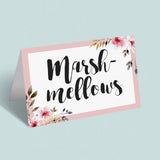 Pink Floral Food Label Cards Template