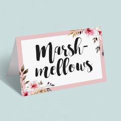 Pink Floral Food Label Cards Template