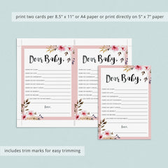 Printable Wishes for the New Baby Girl Cards