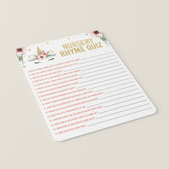 Unicorn Baby Shower Game Nursery Rhymes Printable
