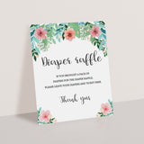 Editable floral baby sprinkle diaper raffle sign template by LittleSizzle