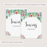Instant download party favors sign with pink flowers by LittleSizzle