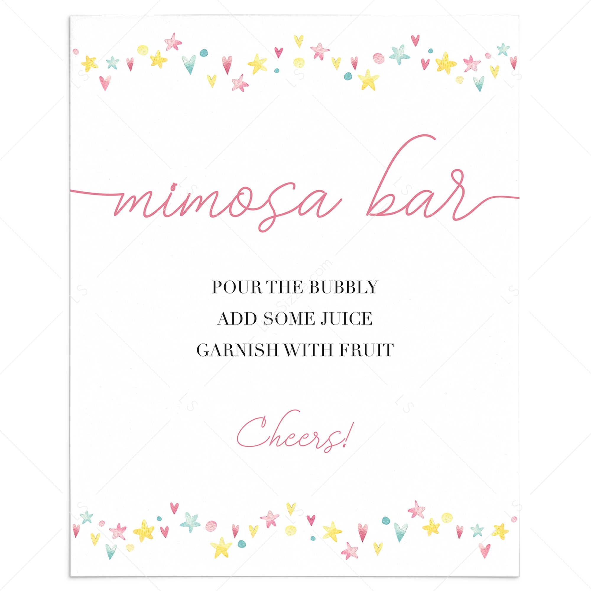 Pink and yellow sign for mimosa bar download by LittleSizzle