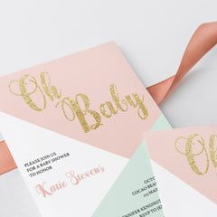 Pink and Gold Baby Shower Invitations by LittleSizzle