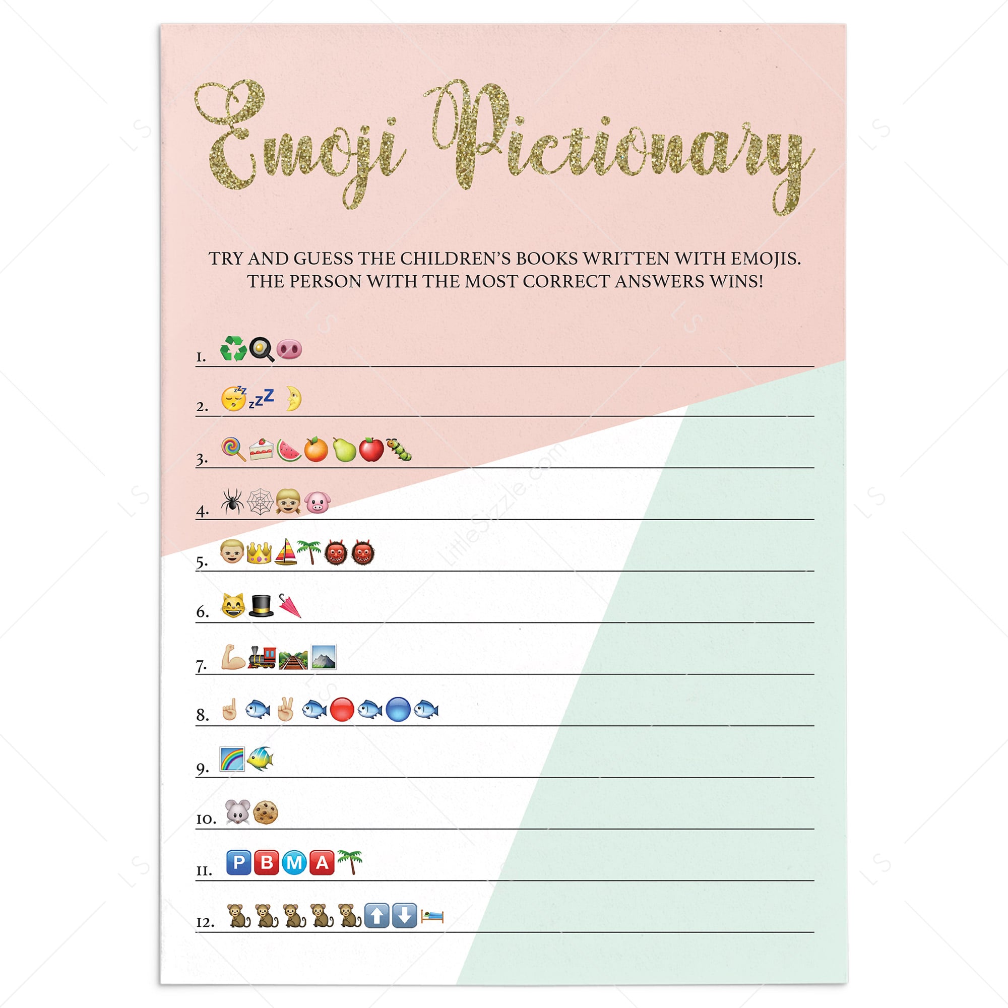 Pastel baby shower game emoji pictionary by LittleSizzle