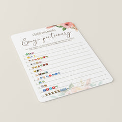 Floral Baby Shower Game Emoji Pictionary Printable