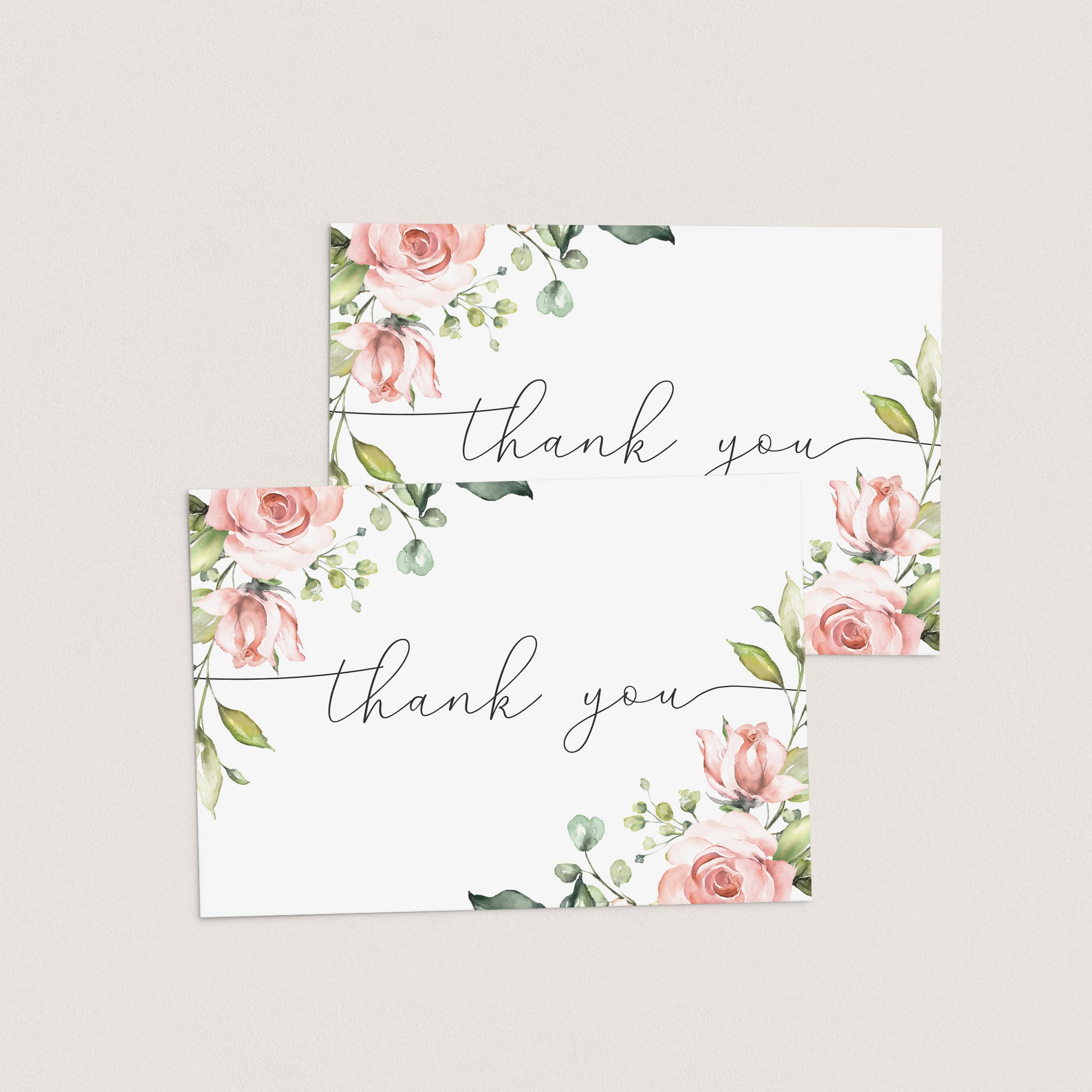 Floral watercolor thank you cards instant download by LittleSizzle