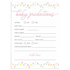 Yellow pink shower baby predictions printable by LittleSizzle