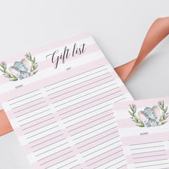 Pink shower gift list printable by LittleSizzle