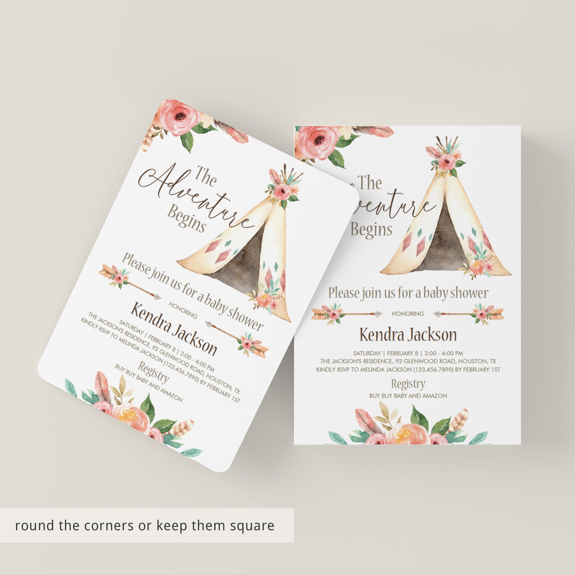 Printable boho baby shower invitations by LittleSizzle