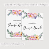 Please sign our guest book printable table sign floral theme by LittleSizzle