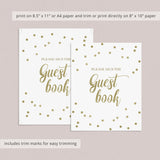 Please sign the guest book table sign gold confetti by LittleSizzle
