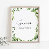 Green leaves favors sign for bridal shower printable by LittleSizzle