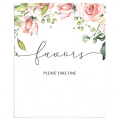 Blush floral printable table sign for favors by LittleSizzle