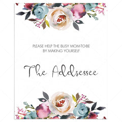 Please write your address on envelope sign floral baby shower by LittleSizzle