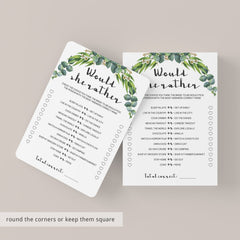 Botanical Bridal Shower Would She Rather Game Printable