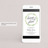 Digital postponed announcement for greenery bridal shower by LittleSizzle