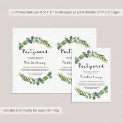 Wedding shower postponed announcement template greenery by LittleSizzle