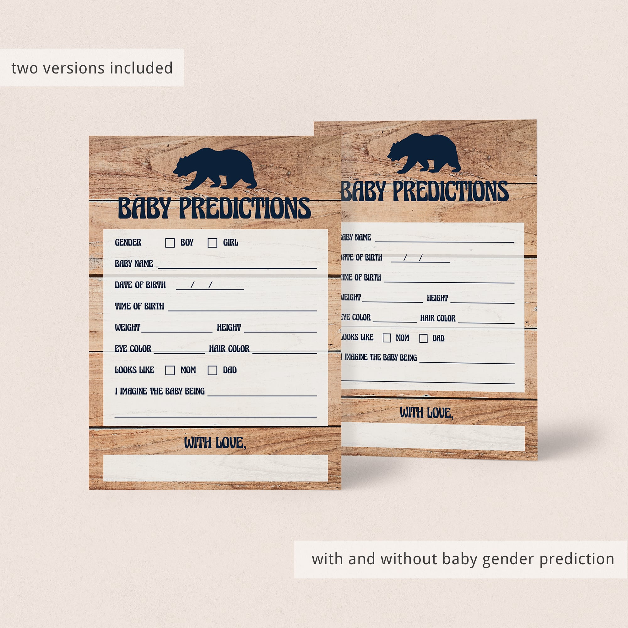 Baby birth stats predictions game for baby shower by LittleSizzle