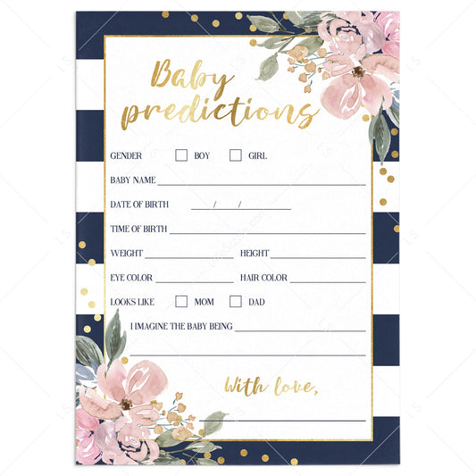 Baby predictions cards for baby girl shower by LittleSizzle