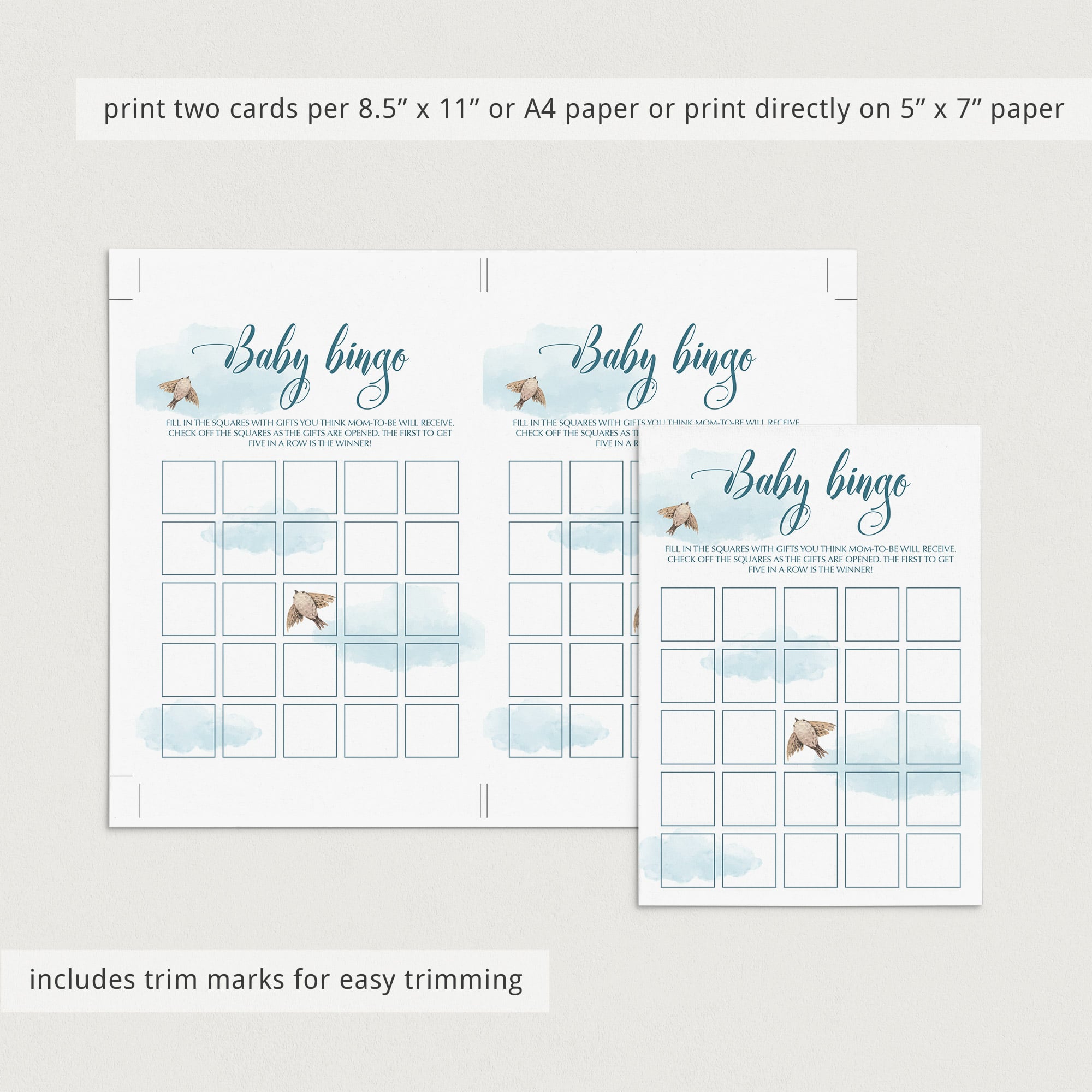 Different prefilled bingo cards for boy shower by LittleSizzle