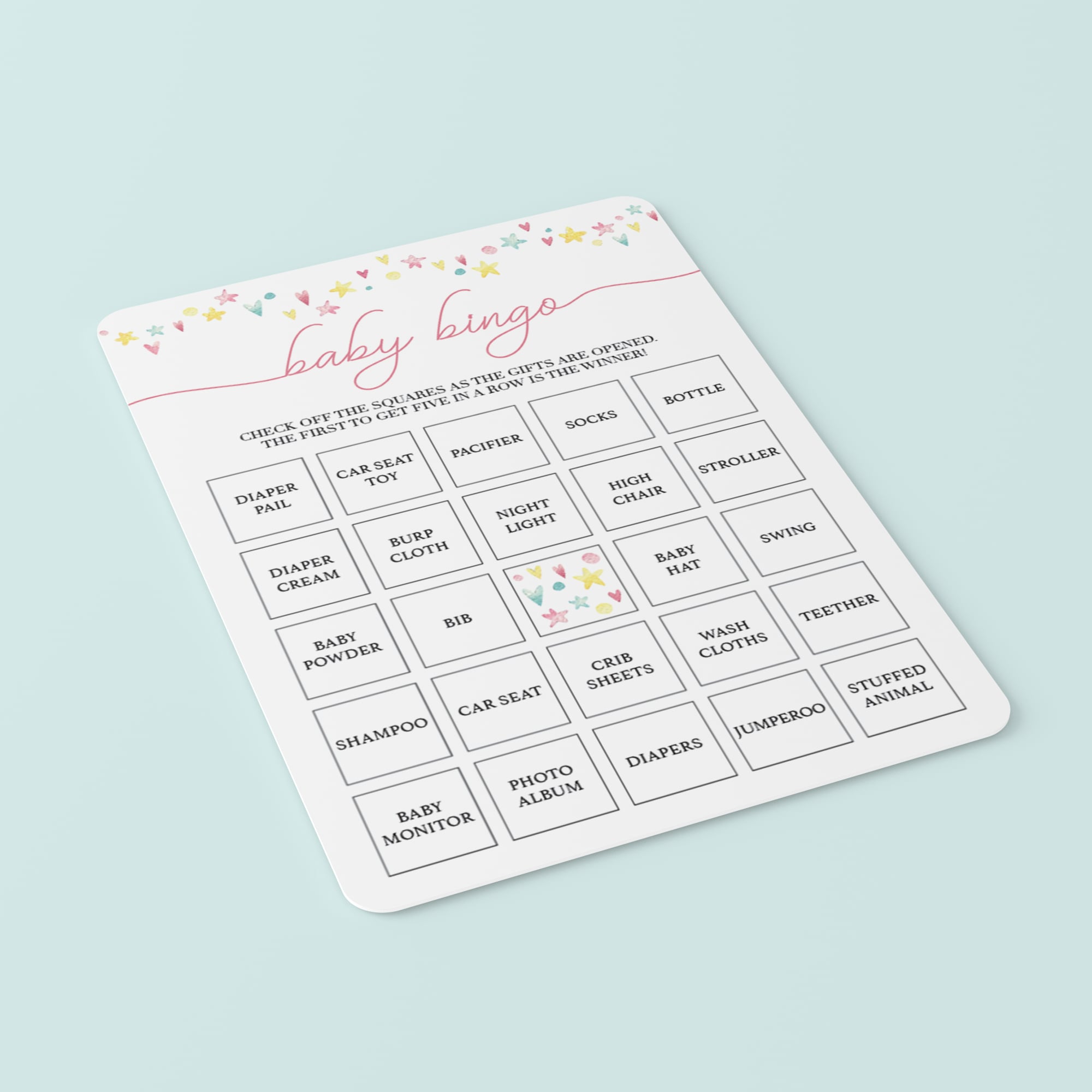 Rainbow shower baby bingo game printable by LittleSizzle