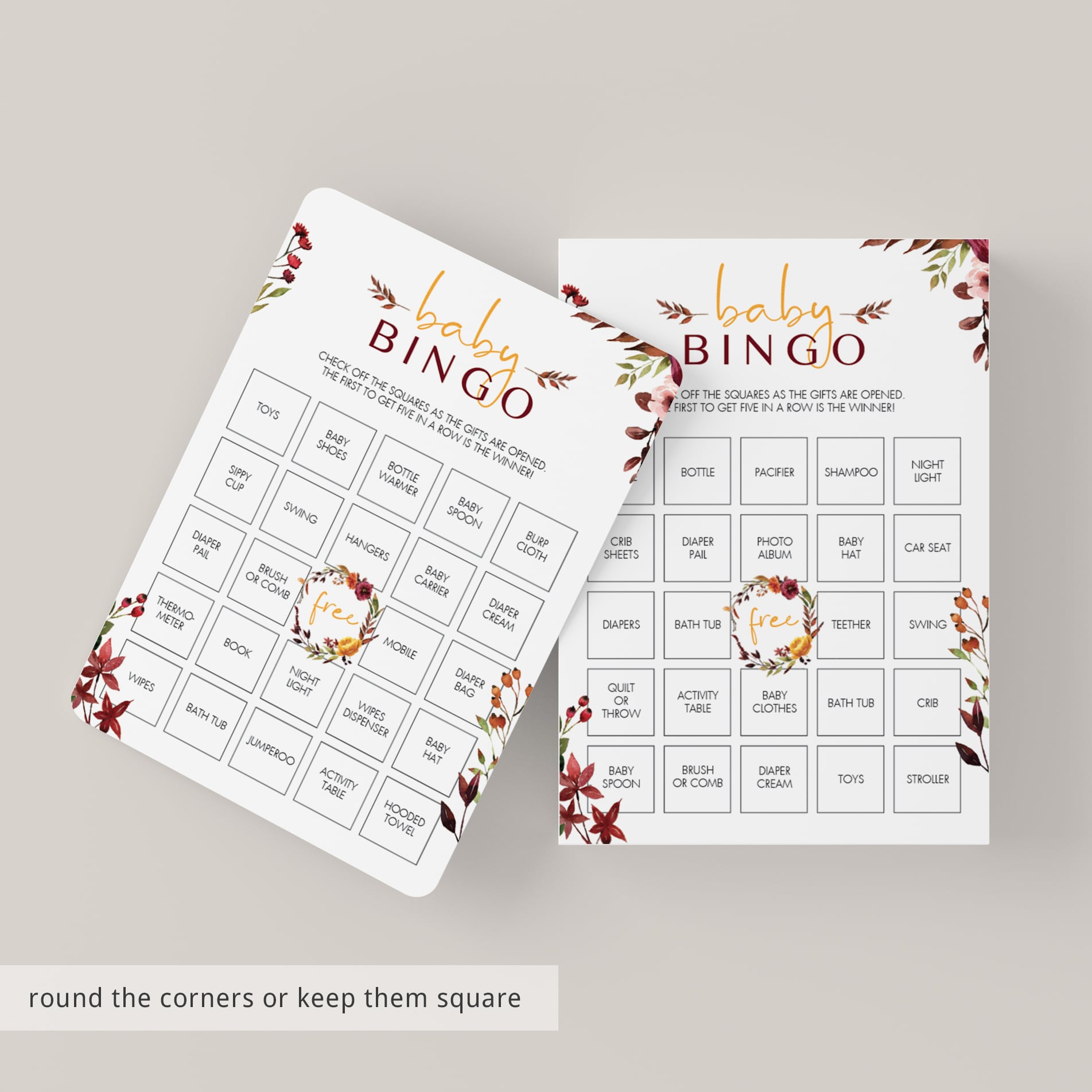 Prefilled bingo cards for baby shower boho theme by LittleSizzle