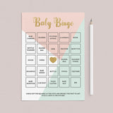 Pink and Mint Printable Baby Bingo Cards by LittleSizzle