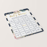 Baby Bingo Baby Shower Game Navy, Pink and Gold