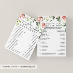 Pregnancy Candy Match Game Printable Floral Themed